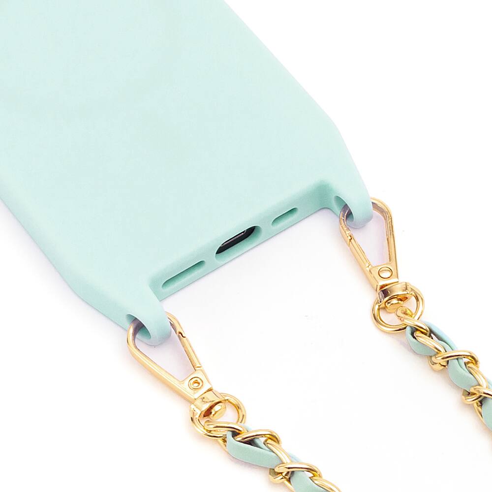 Left. Bryten - Monarch Crossbody Case with MagSafe for Apple iPhone 14 Pro Max - Blue Lagoon.