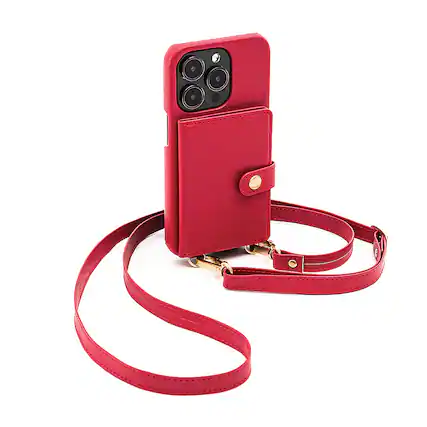 Front. Bryten - Silverlake Vegan Leather Wallet Crossbody Case for Apple iPhone 14 Pro / iPhone 13 Pro - Magenta.