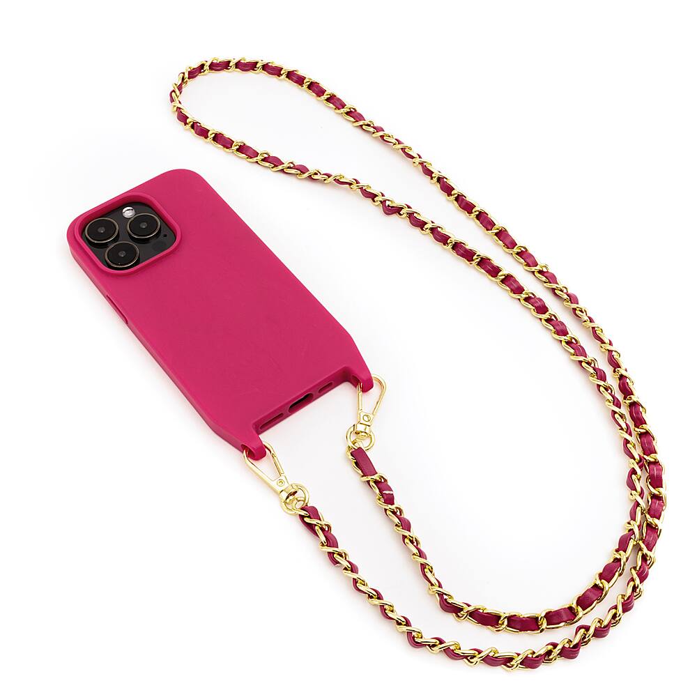 Angle. Bryten - Monarch Crossbody Case with MagSafe for Apple iPhone 14 Pro - Magenta.