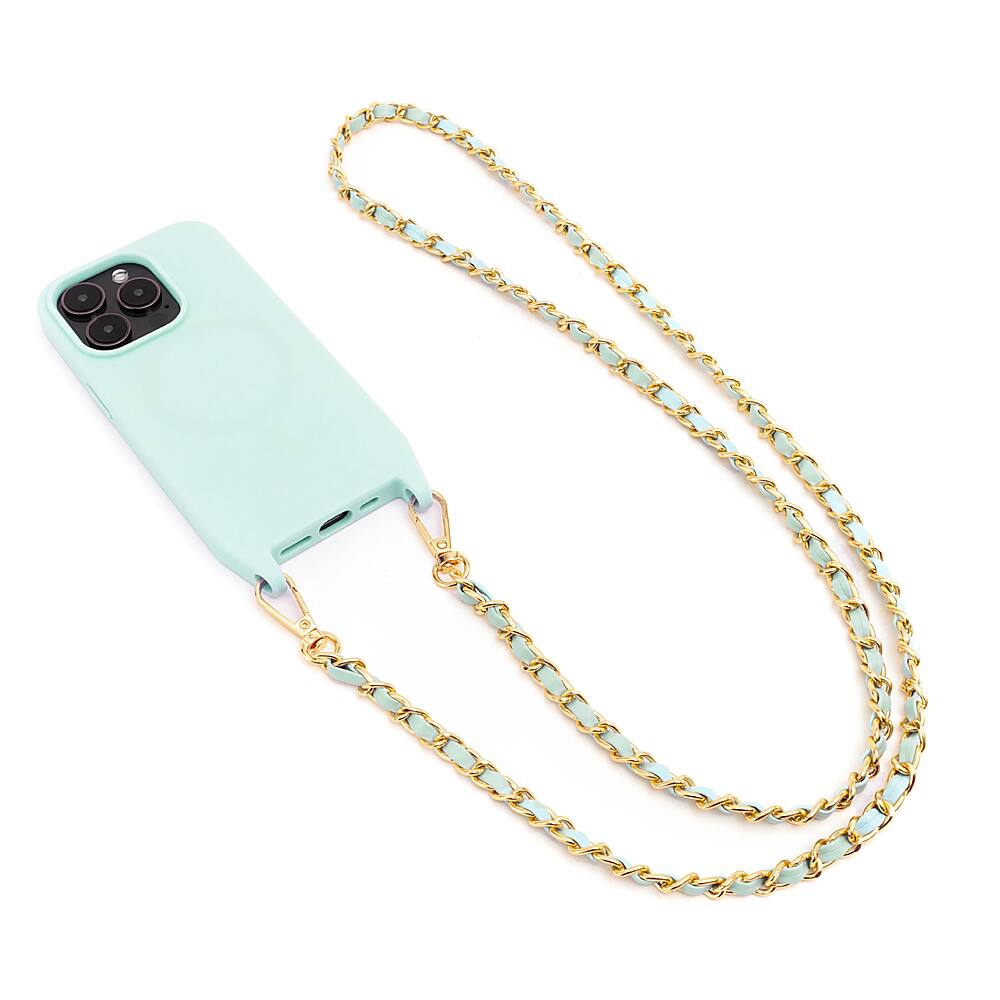Angle. Bryten - Monarch Crossbody Case with MagSafe for Apple iPhone 14 Pro - Blue Lagoon.