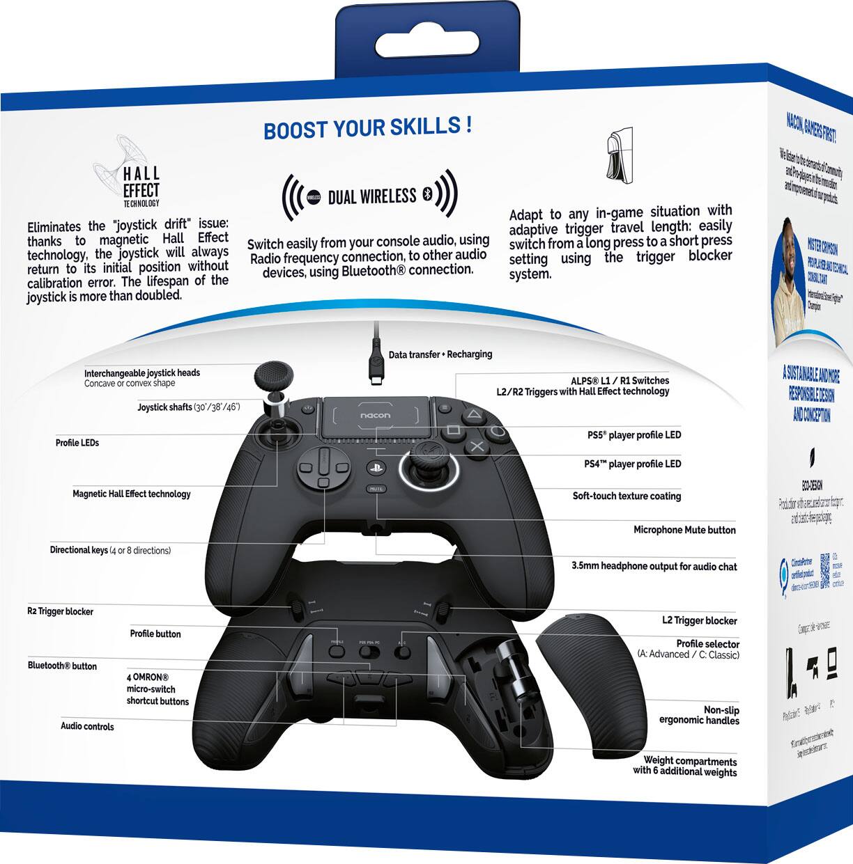 Alt View 18. Nacon - Revolution 5 Pro Wireless Controller for PS5, PS4 and PC - Black.