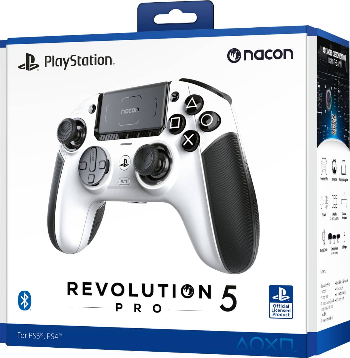 Nacon - Revolution 5 Pro Wireless Controller with Hall Effect Technology and Remappable Buttons for PS5, PS4 and PC - White