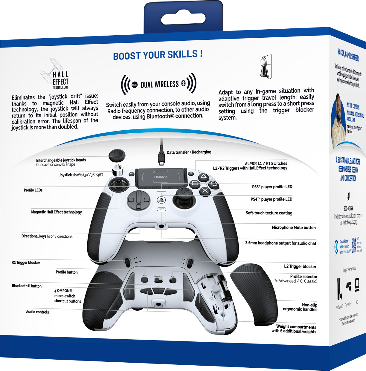 NACON Revolution 5 Pro Officially Licensed PlayStation Wireless Gaming  Controller for PS5 / PS4 / PC - Hall Effect, Trigger Stops, Mappable  Buttons