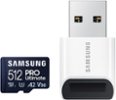 SAMSUNG PRO Ultimate + Reader 512GB microSDXC Memory Card, Up-to 200 MB/s, UHS-I, C10, U3,  V30, A2