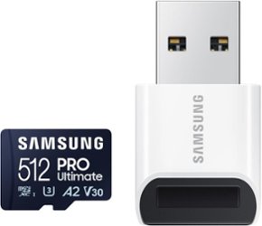 SAMSUNG PRO Ultimate + Reader 512GB microSDXC Memory Card, Up-to 200 MB/s, UHS-I, C10, U3,  V30, A2 - Front_Zoom