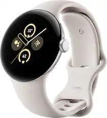 Front. Google - Pixel Watch 2 Polished Silver Aluminum Case Smartwatch with Porcelain Active Band Wi-Fi - Polished Silver.