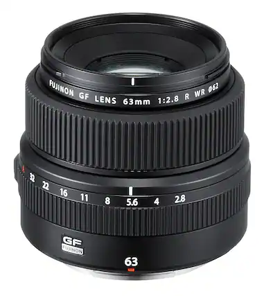Front. Fujinon - GF63mm F2.8 R WR Standard Prime Lens G-Mount.
