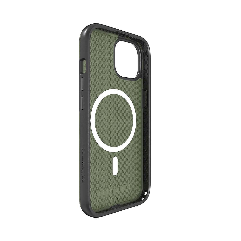 Angle. Cellhelmet - Mossy Oak Fortitude Case for Apple iPhone 15 - Olive Green.