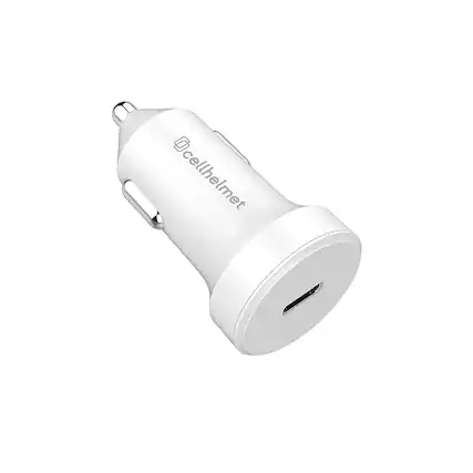 Front. Cellhelmet - 20W Car Charger with Type-C USB Port - White.