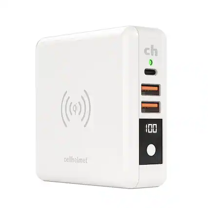 Front. Cellhelmet - Multi-Charge Pro 8,000mAh Portable Charge for most devices - White.