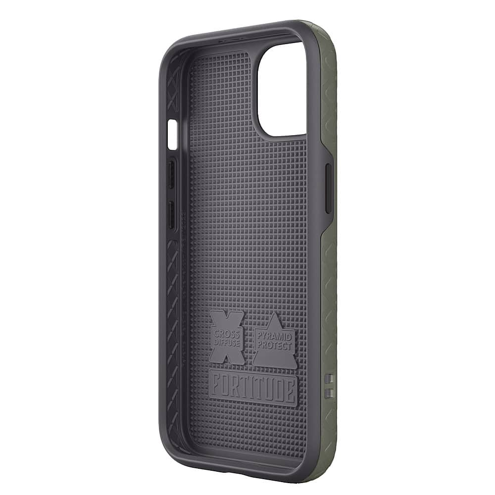 Left View: Cellhelmet - Mossy Oak Fortitude Case with MagSafe for Apple iPhone 14 - Onyx Black