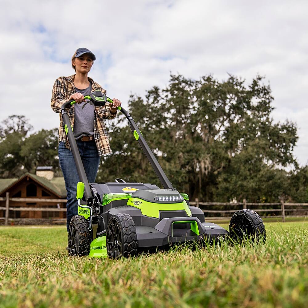 Alt View 21. Greenworks - 80V 25" Cordless Battery Dual Blade Self-Propelled Mower with 4.0Ah Battery & Rapid Charger - Green.