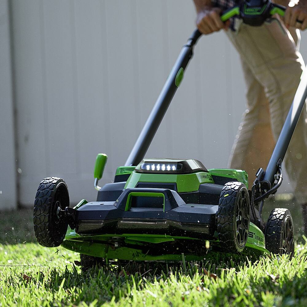 Alt View 27. Greenworks - 80V 25" Cordless Battery Dual Blade Self-Propelled Mower with 4.0Ah Battery & Rapid Charger - Green.