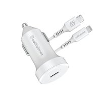 Cellhelmet - 20W Car Charger Plug with 3' Round Lightning to USB Type-C Cable - White - Front_Zoom