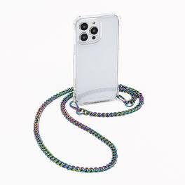 Bryten - Glacier 4-Way iPhone 14 Pro Max Carry Phone Case with Detachable Crossbody Metal Chain, MagSafe Compatible - Clear