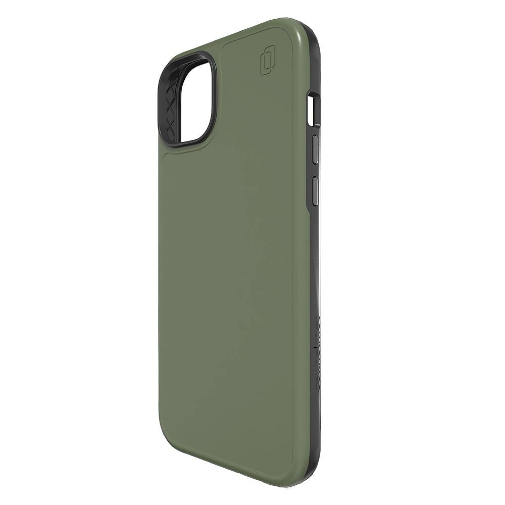 Angle. Cellhelmet - Fortitude Series Case with MagSafe for Apple iPhone 15 Plus - Olive Green.