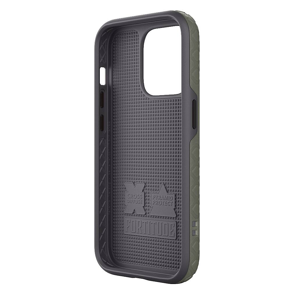 Left. Cellhelmet - Mossy Oak Fortitude Case with MagSafe for Apple iPhone 14 Pro - Olive Drab Green.