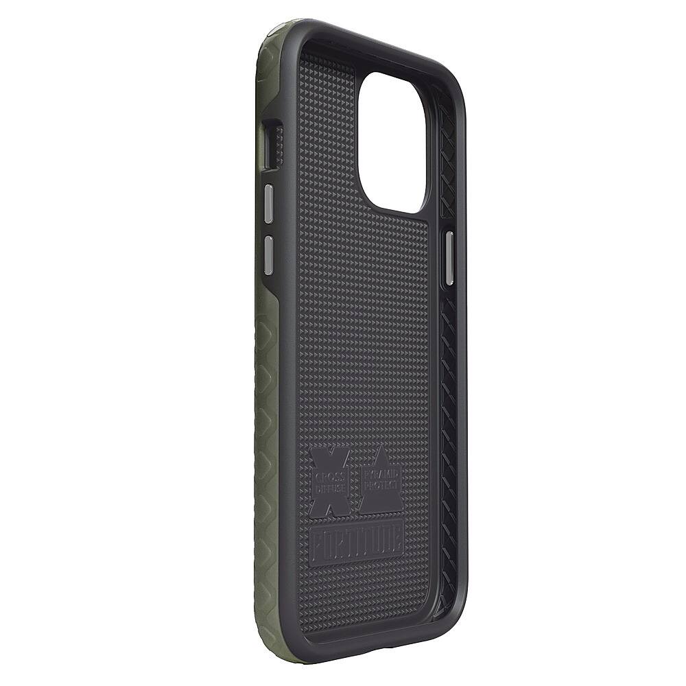 Angle. Cellhelmet - Mossy Oak Fortitude Case for Apple iPhone 13 Pro Max - Olive Drab Green.
