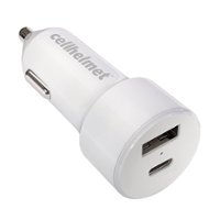 Cellhelmet - 20W Dual Car Charger Plug USB Ports Type-A and Type-C - White - Front_Zoom