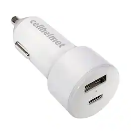 Cellhelmet - 20W Dual Car Charger Plug USB Ports Type-A and Type-C - White