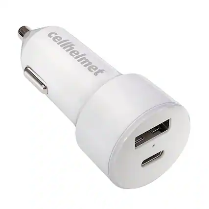 Front. Cellhelmet - 20W Dual Car Charger Plug USB Ports Type-A and Type-C - White.