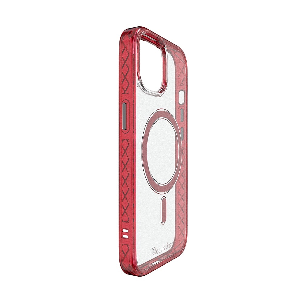 Left View: Cellhelmet - Magnitude Series Case with MagSafe for Apple iPhone 15 - Scarlett Red