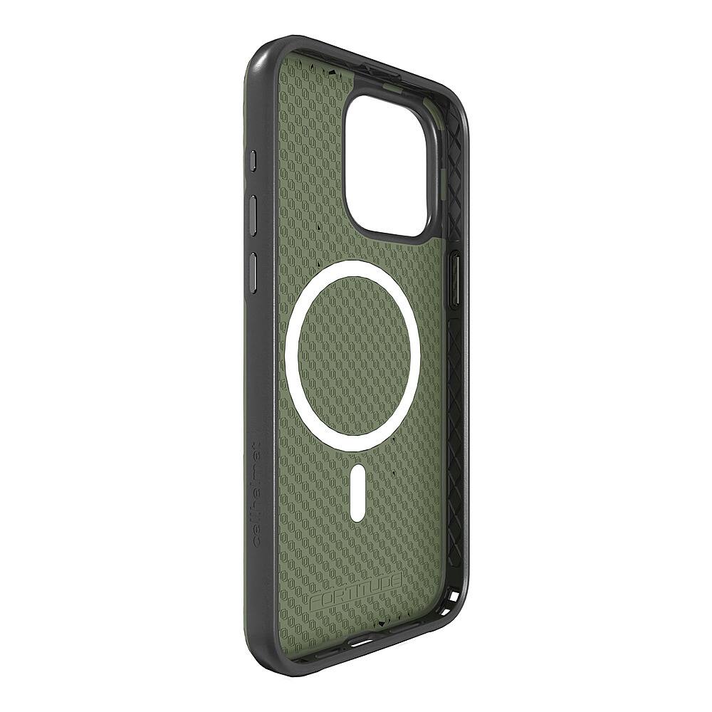 Angle. Cellhelmet - Mossy Oak Fortitude Case for Apple iPhone 15 Pro Max - Olive Green.