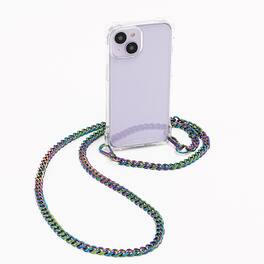 Bryten - Glacier 4-Way iPhone 14 / 13 Carry Phone Case with Detachable Iridescent Crossbody Metal Chain, MagSafe Compatible - Clear