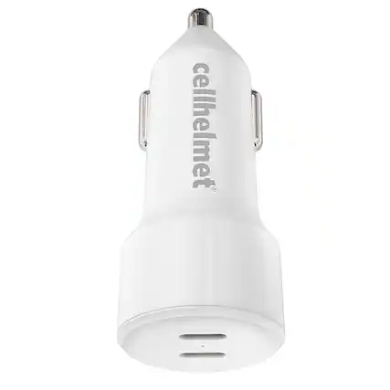 Front. Cellhelmet - 20W Dual Car Charger Plug Type-C with Total 40W Output - White.