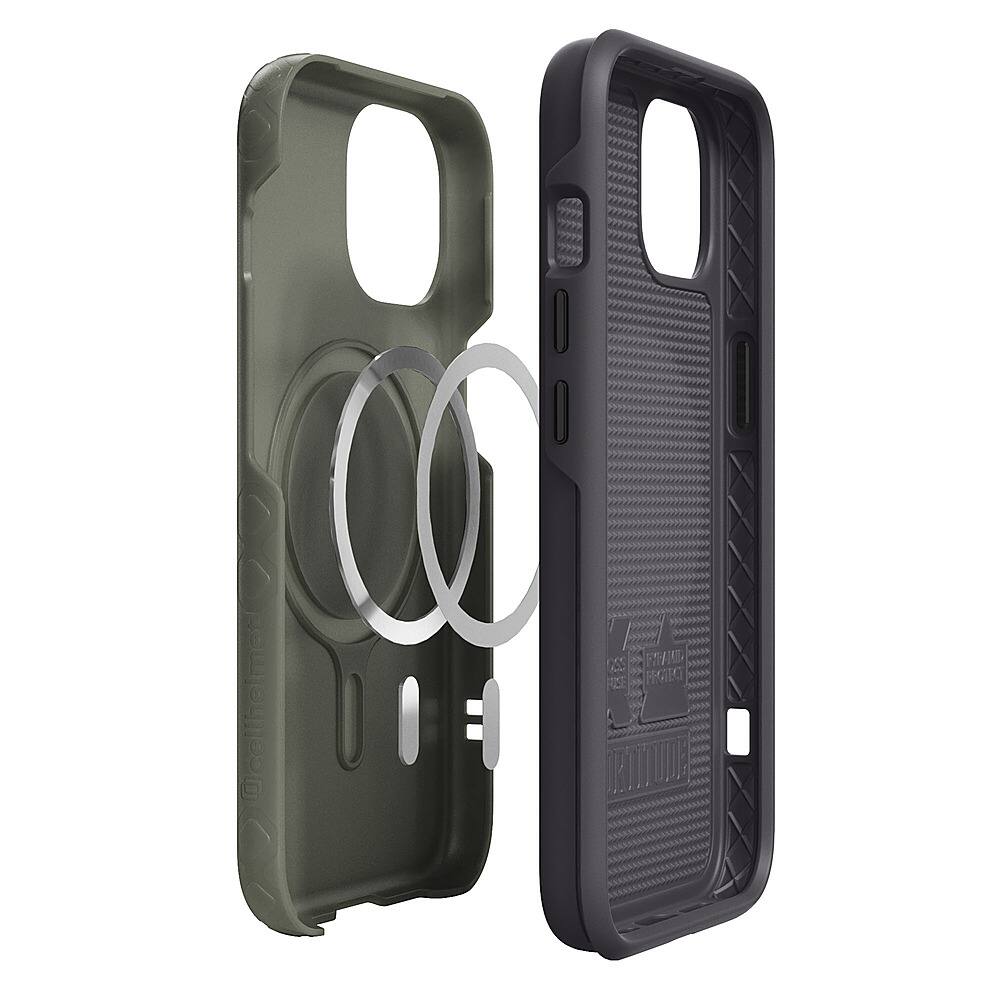 Angle. Cellhelmet - Mossy Oak Fortitude Case with MagSafe for Apple iPhone 14 - Olive Drab Green.