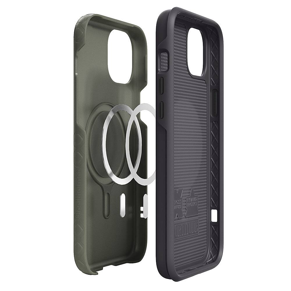 Angle. Cellhelmet - Mossy Oak Fortitude Case with MagSafe for Apple iPhone 14 Plus - Olive Drab Green.