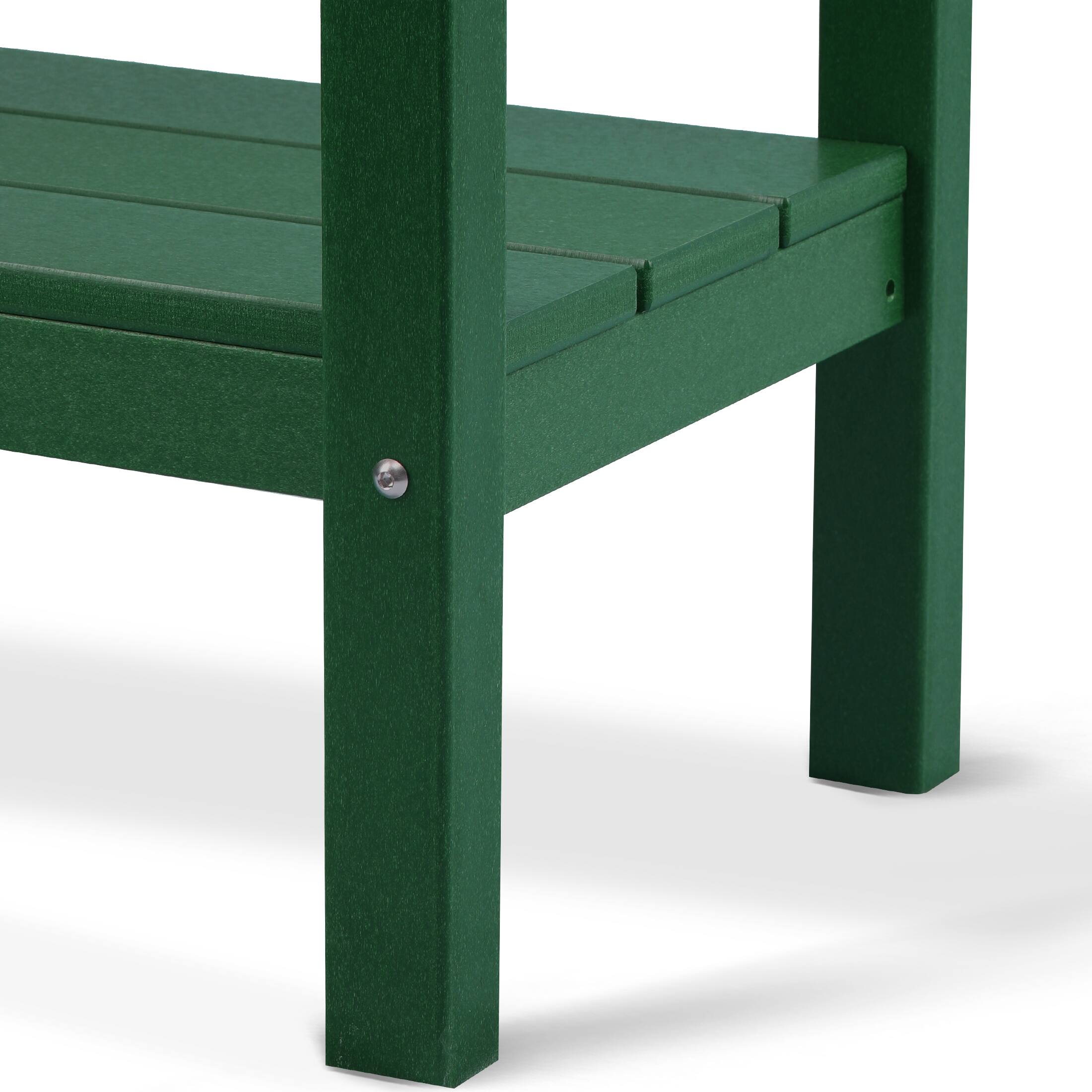 Alt View 4. WestinTrends - WestinTrends Malibu 55" Outdoor Patio HDPE Adirondack 2-Tier Shelf Console Table - Dark Green.