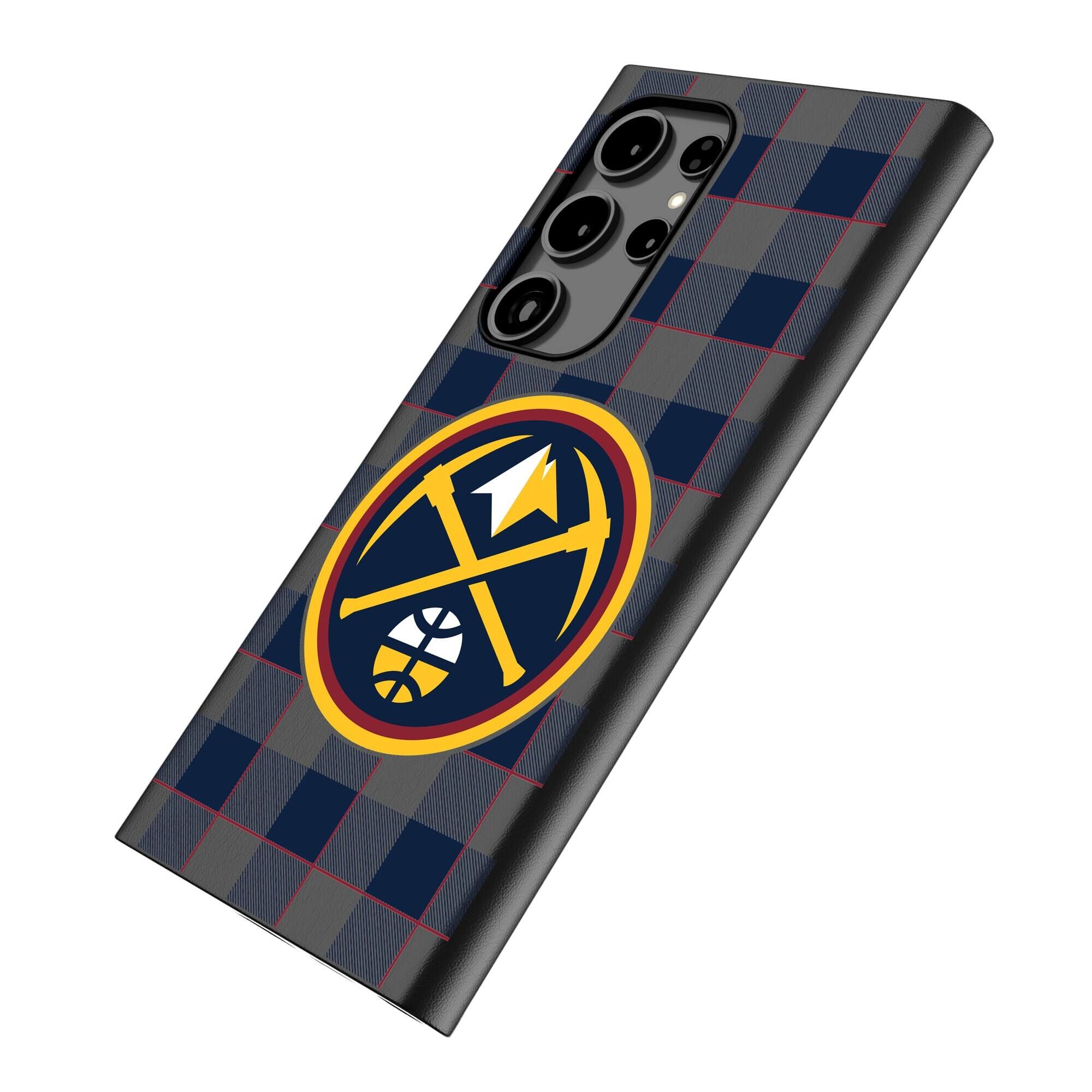 Alt View 1. Keyscaper - Denver Nuggets Plaid Galaxy Magnetic Bump Case - S25 Ultra - Black.