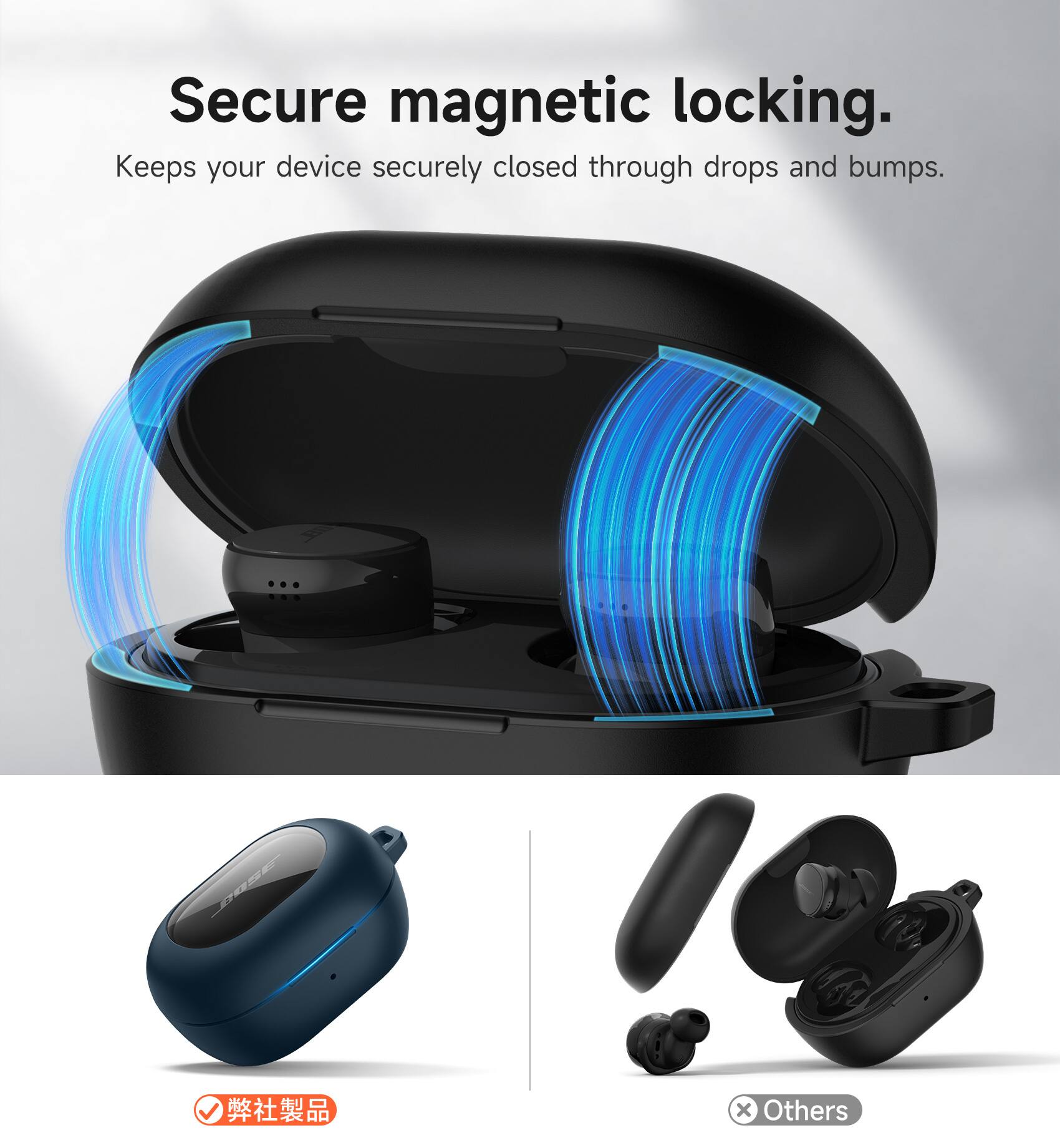 Secure magnetic locking.  
Keeps your device securely closed through drops and bumps.  

TEEGE  
Others
