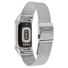 Front. StrapsCo - Pro Mesh Strap Steel Watch Band For Fitbit Charge 6 (Short-Medium) - Silver.