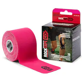 RockTape - Go 20 Pre-Cut 10-Inch Strips Kinesiology Extra Sticky Adhesive - Pink
