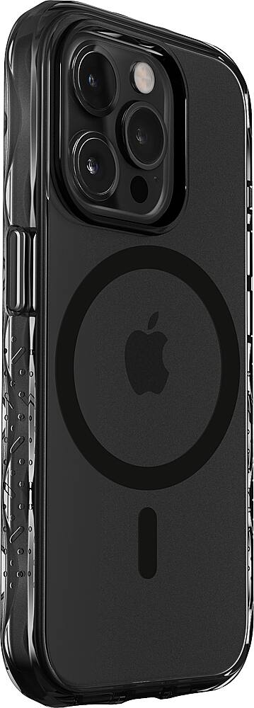 Left. LAUT - Crystal Matter X Case with MagSafe  for Apple iPhone 15 Pro - Black Crystal.