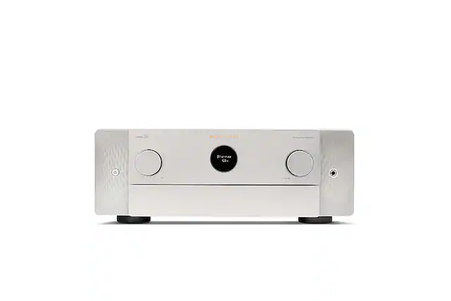 Front. Marantz - Cinema 50 110W 9.4-Ch Bluetooth Capable with HEOS 8K Ultra HD HDR Compatible A/V Home Theater Receiver with Alexa - Silver Gold.