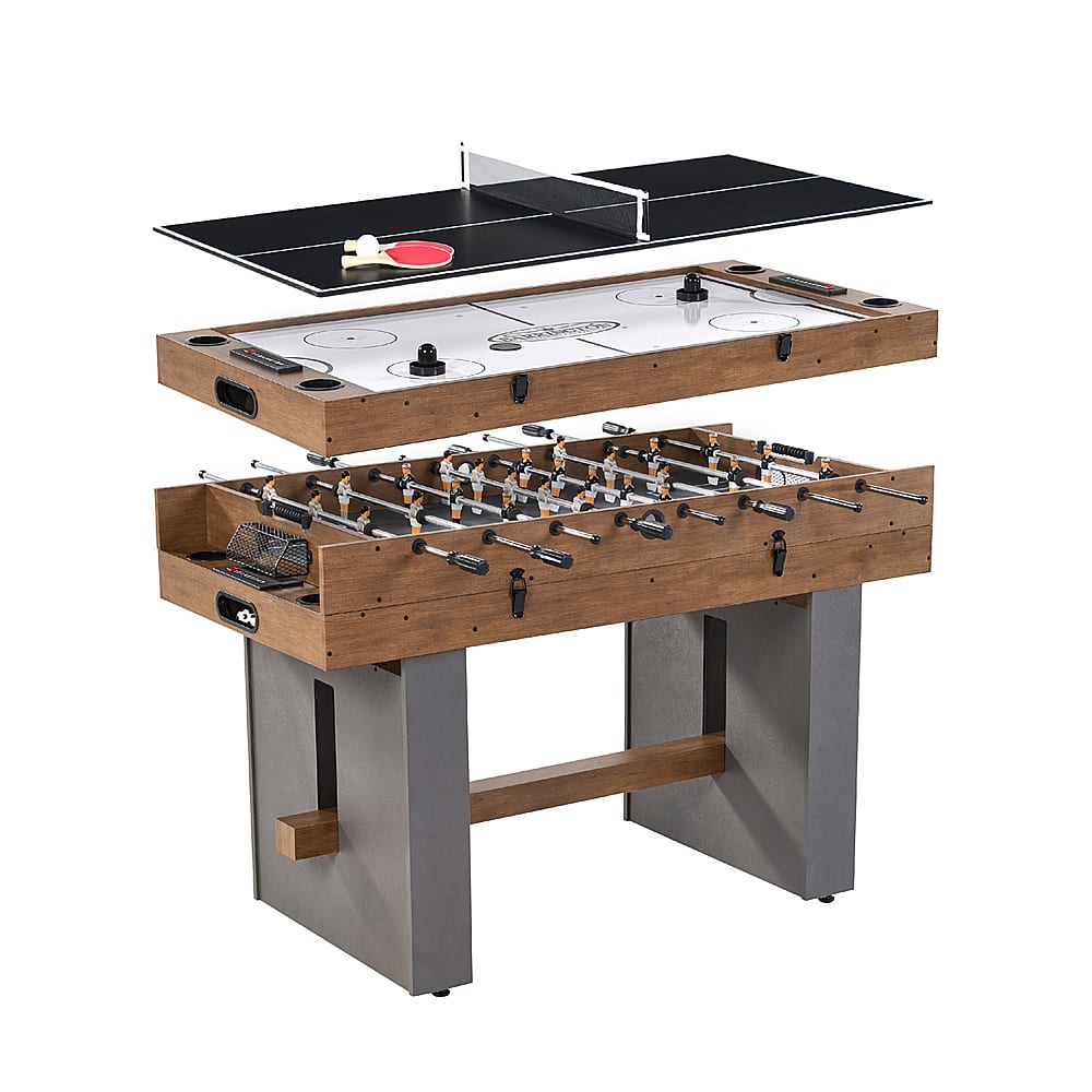 Front. Barrington - Urban Collection 54” 3-in-1 Combination Game Table with Air Powered Hockey, Foosball, and Table Tennis.