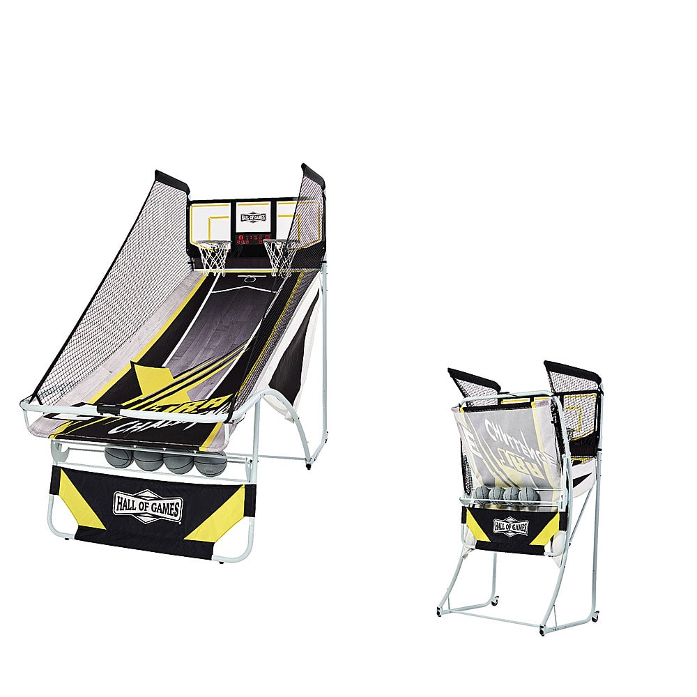 Angle. Hall of Games - Xtra Long Shot Premium Arcade Basketball - Black, Yellow, White.