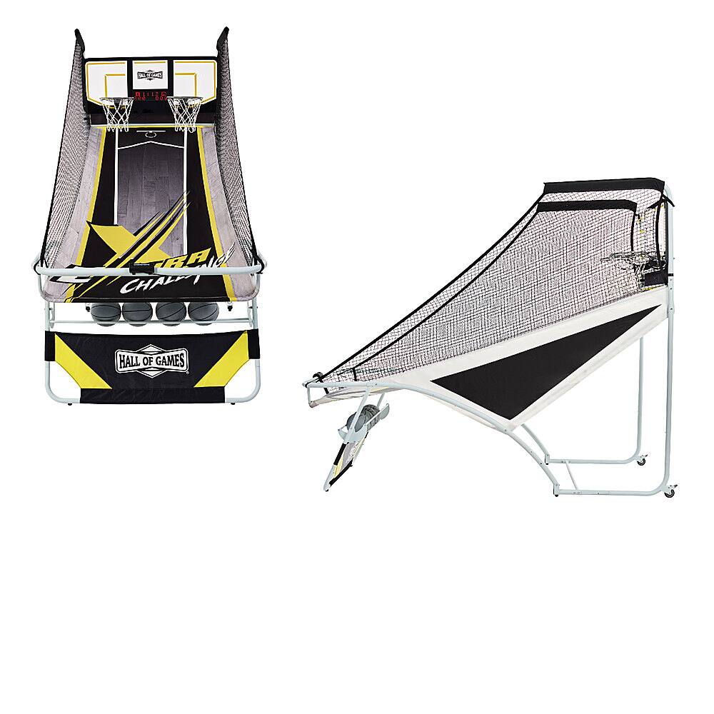 Left. Hall of Games - Xtra Long Shot Premium Arcade Basketball - Black, Yellow, White.