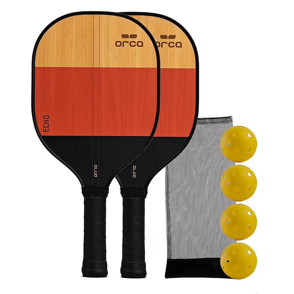 Front. ORCA - Echo Wood Pickleball Paddle Deluxe Combo Set.