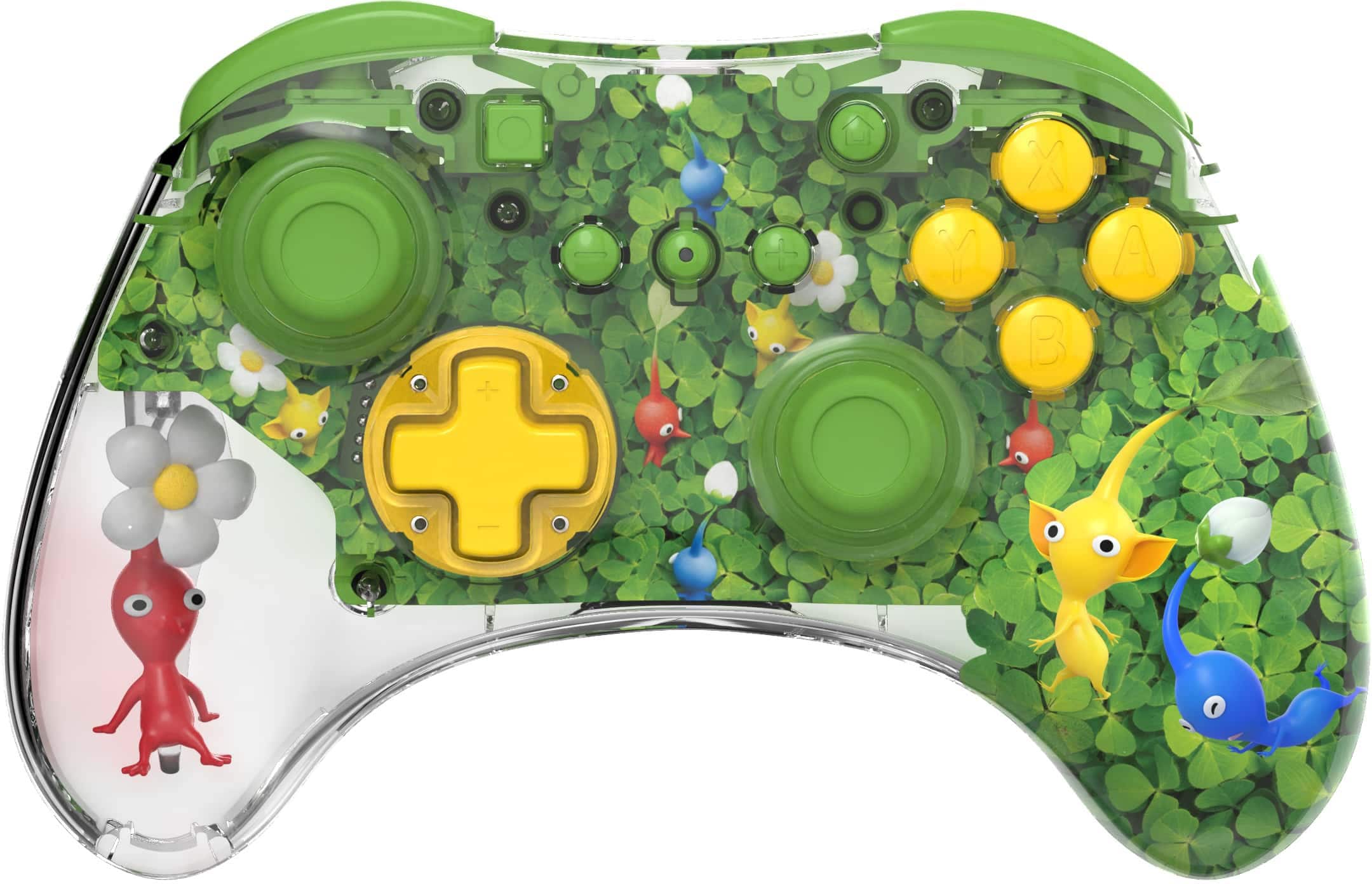 Front. PDP - REALMz Wireless Controller for Nintendo Switch, Nintendo Switch - OLED Model - Pikmin Clover Patch.