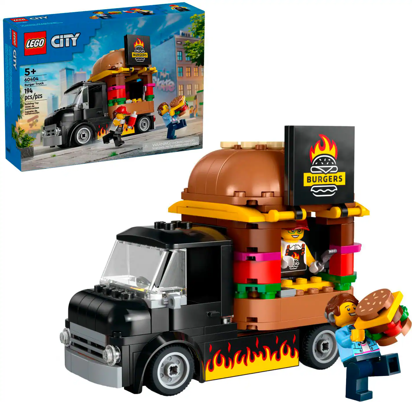 City Burger Truck Toy Building Set, Pretend Play Toy 60404