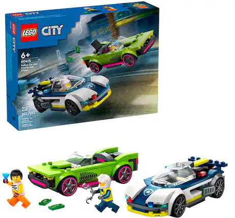 Front. LEGO - City Police Car and Muscle Car Chase Pretend Play Toy 60415.