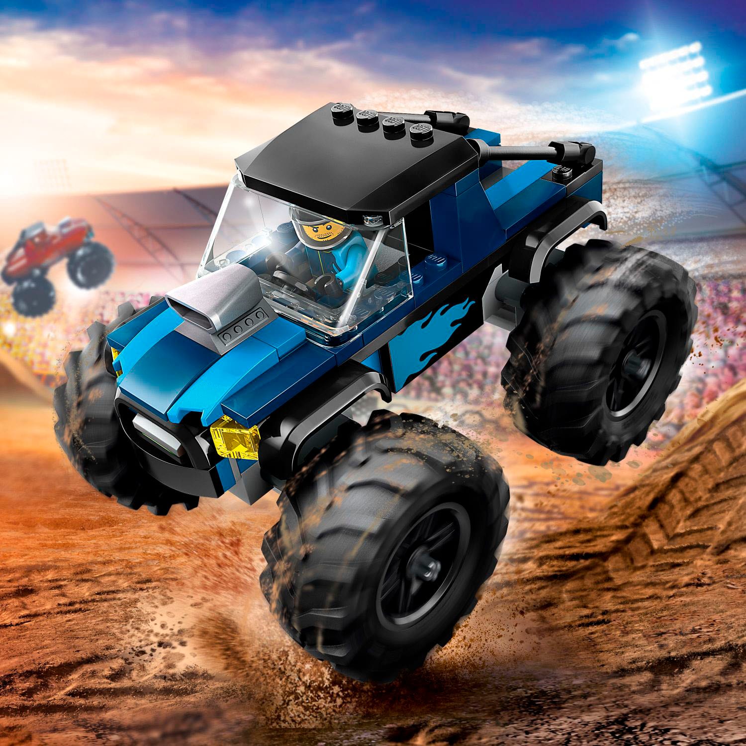 Left. LEGO - City Blue Monster Truck Off-Road Toy, Mini Monster Truck 60402.