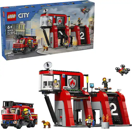 LEGO City Fire Station with Fire Truck Pretend Play Toy 60414 6470792 Best Buy