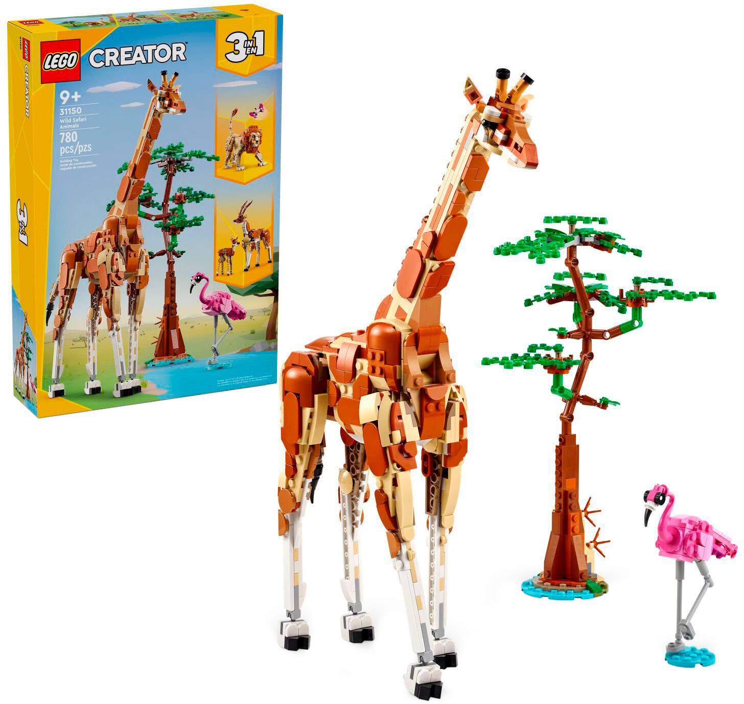 Creator 3 in 1 Wild Safari Animals Set, Giraffe, Gazelles or Lion Toy 31150