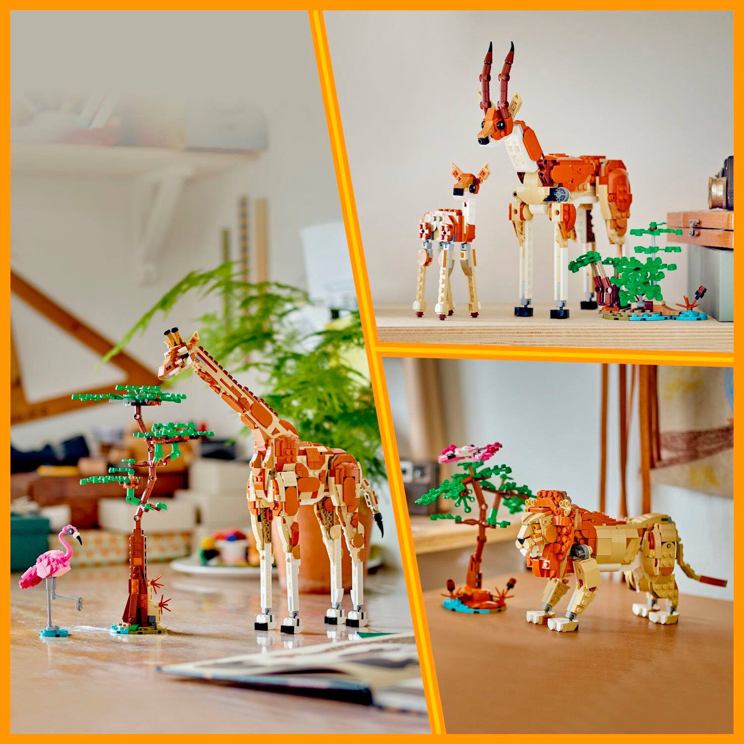 LEGO Creator 3 in 1 Wild Safari Animals Set, Giraffe, Gazelles or Lion ...