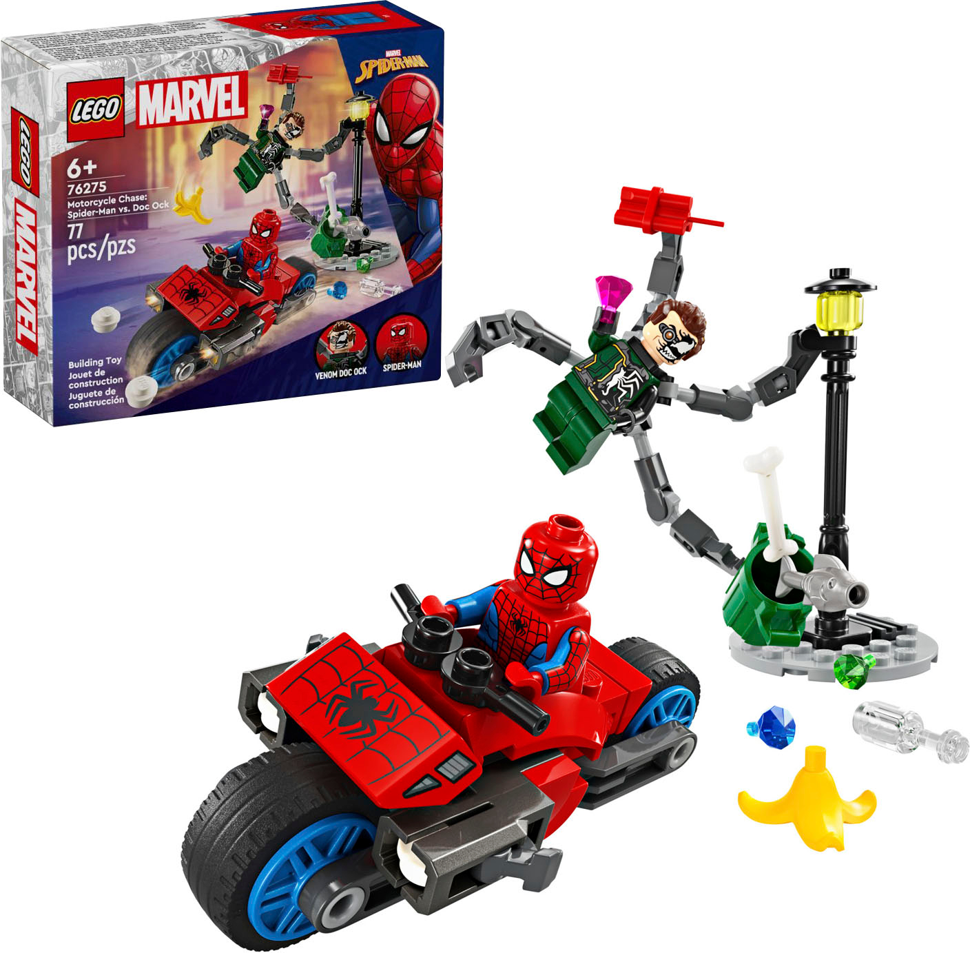 LEGO Marvel Motorcycle Chase: Spider-Man vs. Doc Ock, 76275 6471501 - Best  Buy